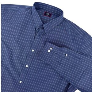 UNTUCKit‎ Gifford Shirt Mens XX-Large Blue White Stripe Relaxed Wrinkle Free